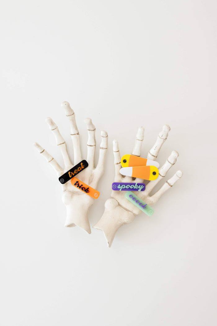 2 Pack Printed Acrylic Clips One Size: candy corn-Baby Bling Bows