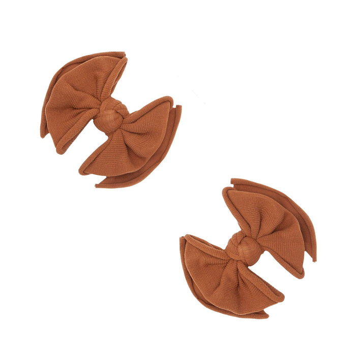 2 Pack Spandex/Nylon Baby Fab Clips One Size: camel-Baby Bling Bows