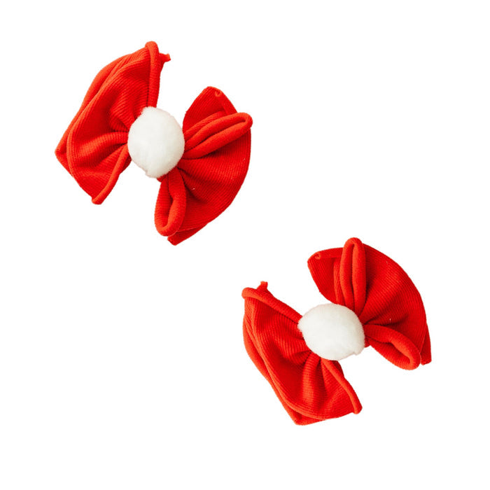 2PK NOVELTY BABY FAB® CLIPS: cherry/white pom