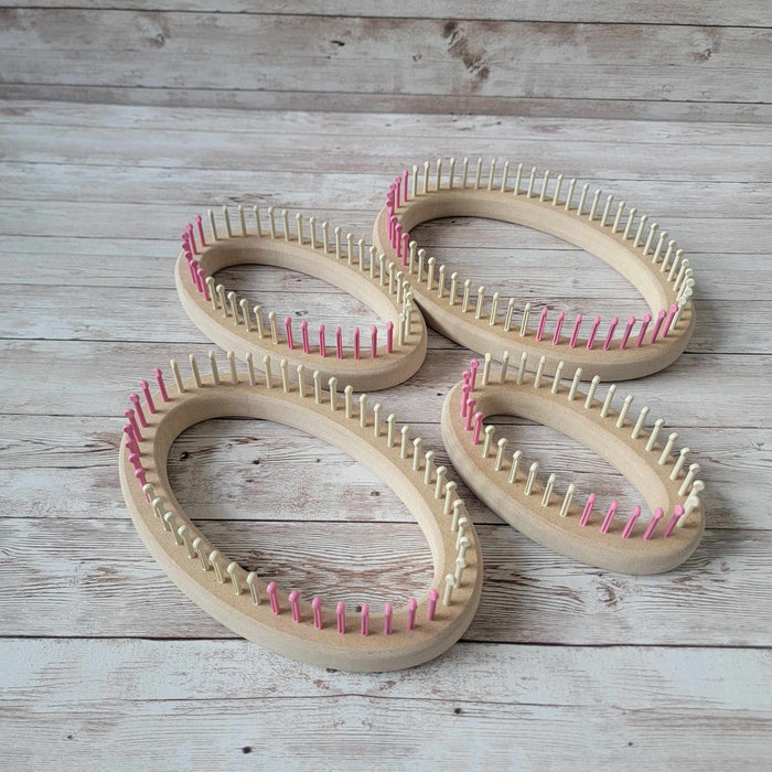 CinDWood Looms 3/8" Gauge Oval Sock Looms (Marked for Wraps & Turns) Pink/Tan