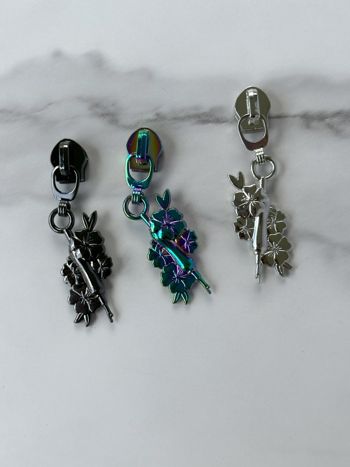 #5- Floral Seam Ripper Zipper Pull - Pack of 5