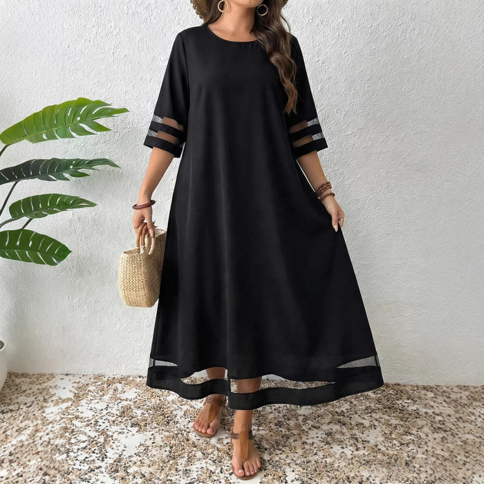 A-line Dress With Mesh-sleeve Paneling by Ricaloux