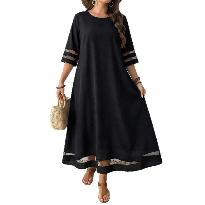 A-line Dress With Mesh-sleeve Paneling by Ricaloux