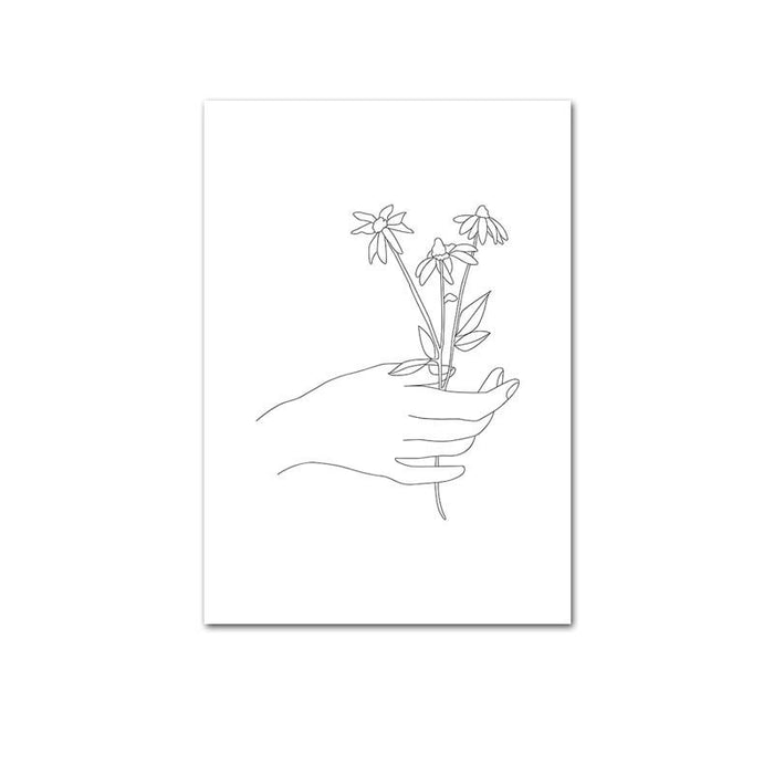 Abstract Botanical Canvas Drawing Style Home Decor - RICALOUX