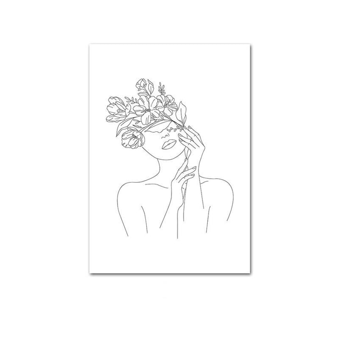 Abstract Botanical Canvas Drawing Style Home Decor - RICALOUX