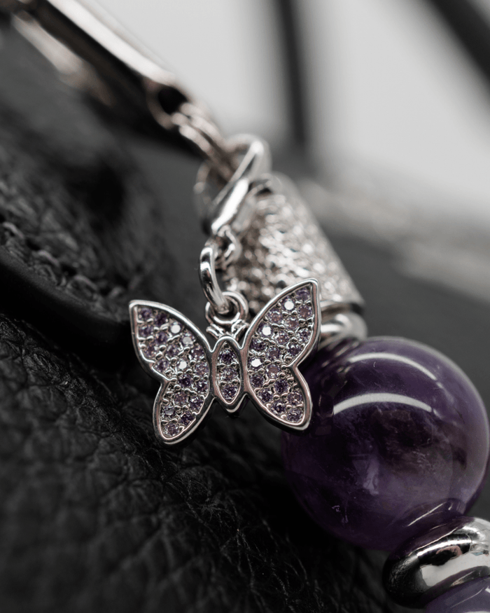 Platinum plated micro pavé tanzanite butterfly charm
