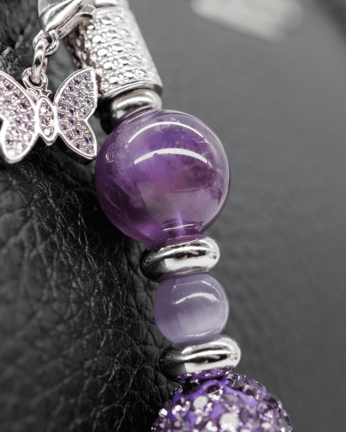 Genuine amethyst gemstones & cat's eye beads