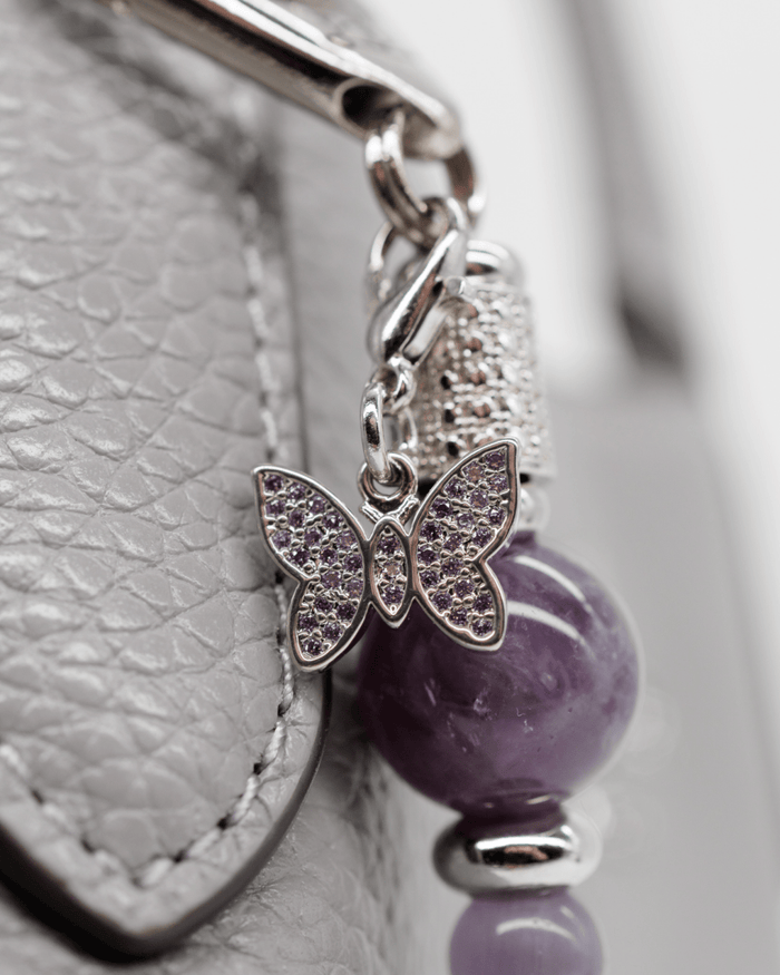 Platinum plated micro pavé tanzanite butterfly charm
