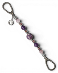 LD Keyfinder Amethyst Moon keychain with amethyst, kunzite, glass beads, and moon charm.