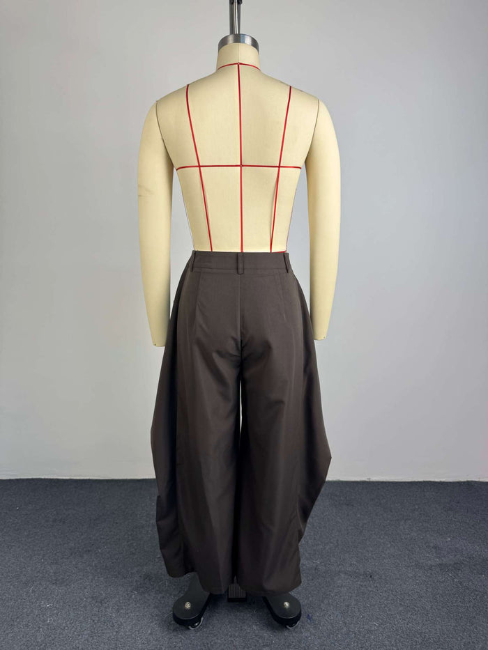 Asymmetric Cross Over Fold Waist Deconstructed Wide Leg Tailored Pants – Premium 4 | RICALOUX