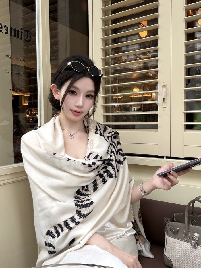 AutumnWinter Cotton-Linen Warm-Keeping Printed Large Shawl – Premium 0 | RICALOUX