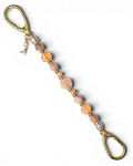 LD Keyfinder Birdsong Bliss beaded accessory with sunstone, coral flower beads, peach glass, and gold-plated bird charm.