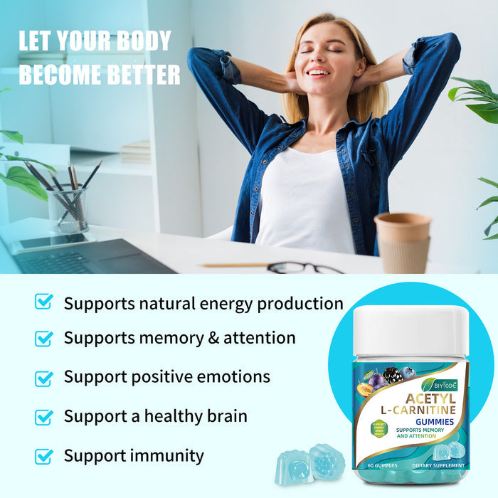 Biyode Wholesale Acetyl L-Carnitine Gummiegel Gummies Natural Daily Brain Wellness Supplement by Ricaloux