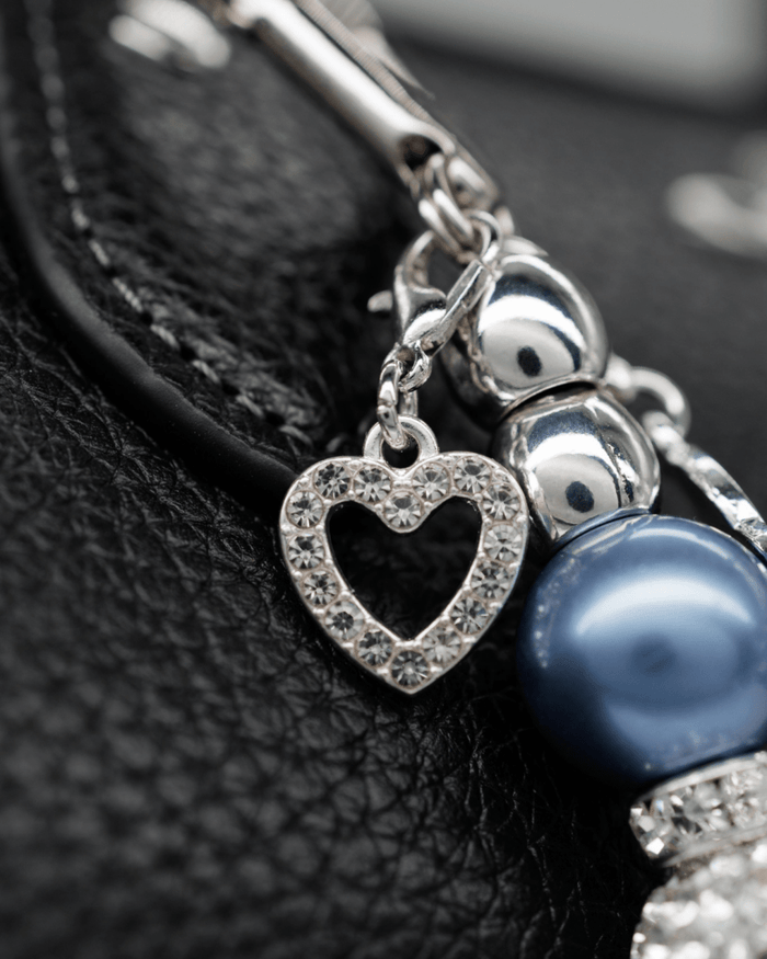 Silver plated rhinestone heart charm