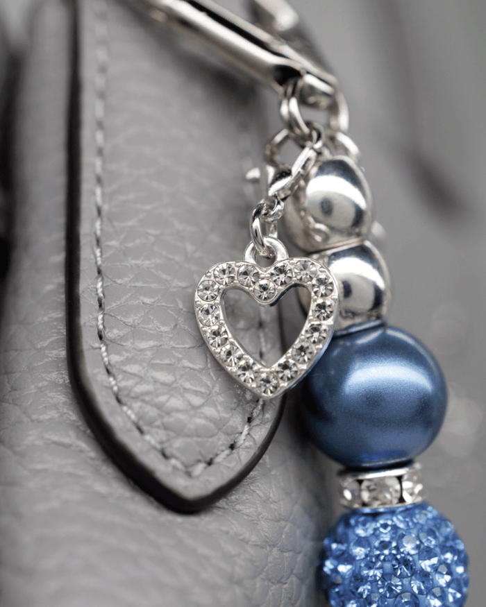 Silver plated rhinestone heart charm