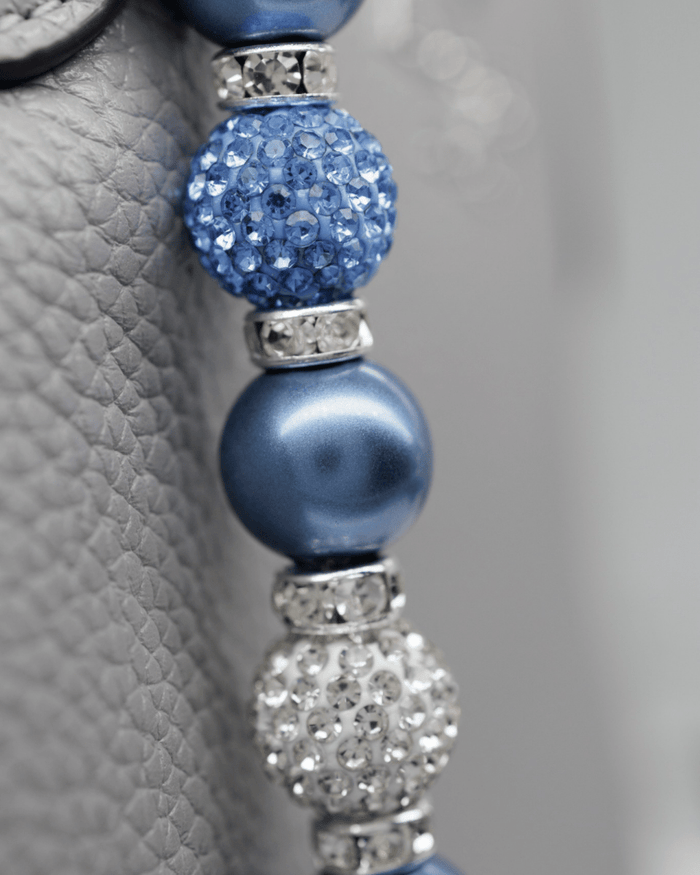 Blue pearlized glass & Austrian crystals