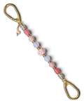 LD Keyfinder Blush Sorbetto beaded keychain with pink gemstones, artisan floral bead, and gold ice cream cone charm.