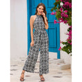 Bohemian Resort-Style Halterneck Defined-Waist Jumpsuit – Premium 0 | RICALOUX