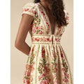 Bohemian-style Vacation Casual V-neck Lace-up Floral Slimming Dress For Women – Premium 0 | RICALOUX