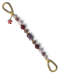 LD Keyfinder Bordeaux Bloom beaded keychain with burgundy agate, lavender kunzite, artisan glass, and gold flower charm