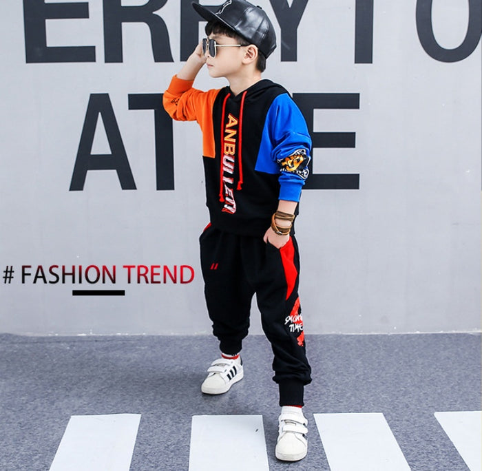 Boys spring suit new Korean children's clothing in the big boy boy long-sleeved sports two-piece suit tide clothes by Ricaloux