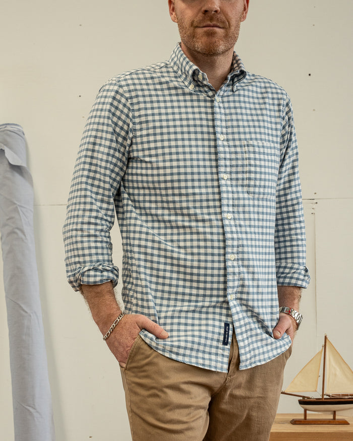 BRISTOL OXFORD CLOTH BUTTON DOWN - CORONET BLUE CHECK