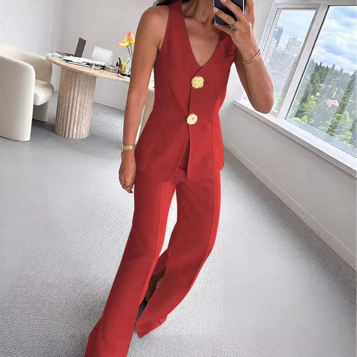 Buttoned Formal Workplace Commute Set by Ricaloux