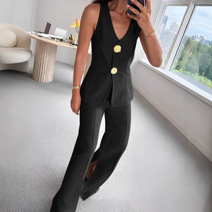 Buttoned Formal Workplace Commute Set by Ricaloux