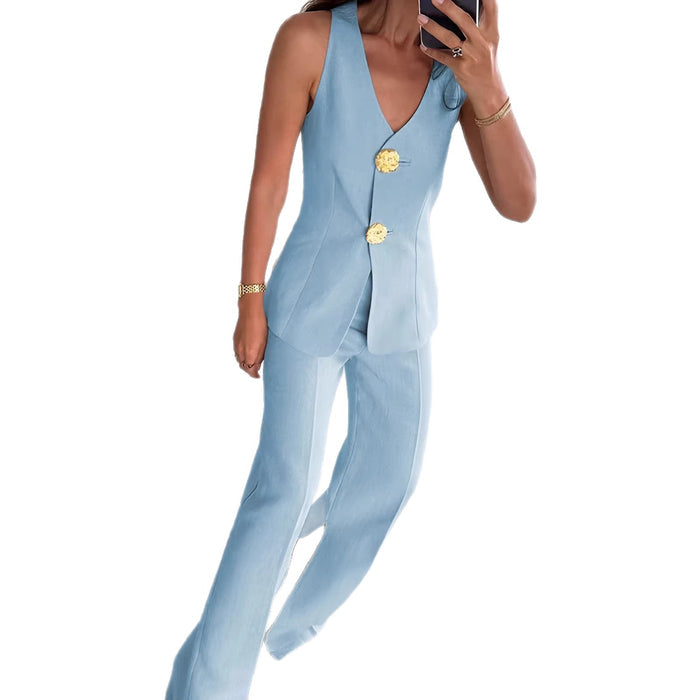 Buttoned Formal Workplace Commute Set by Ricaloux