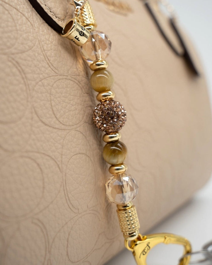 Austrian Crystal Centerbead, Tiger Eye & Golden Faceted Glass