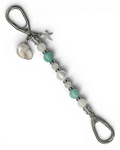 LD Keyfinder Caribbean Pearl beaded keychain with shell pearl, moonstone, aqua jade, and starfish and seashell charms.