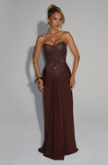 Carina Maxi Dress - Plum Brown – Premium 4 | RICALOUX