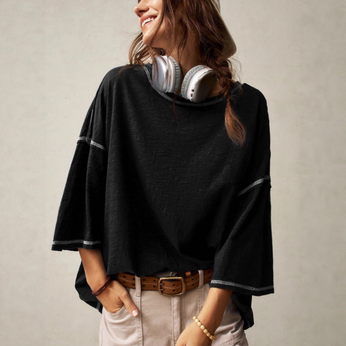 Casual Crew-neck Solid-color Versatile Long-sleeve Pullover T-shirt – Premium 0 | RICALOUX