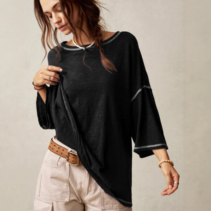 Casual Crew-neck Solid-color Versatile Long-sleeve Pullover T-shirt – Premium 0 | RICALOUX
