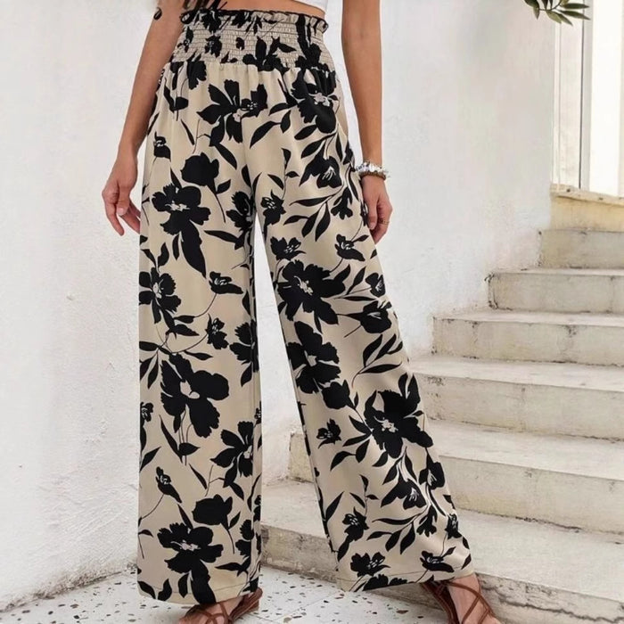 Casual Printed High-Waisted Slimming Straight-Leg Pants – Premium 0 | RICALOUX