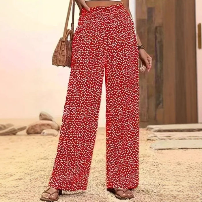 Casual Printed High-Waisted Slimming Straight-Leg Pants – Premium 0 | RICALOUX