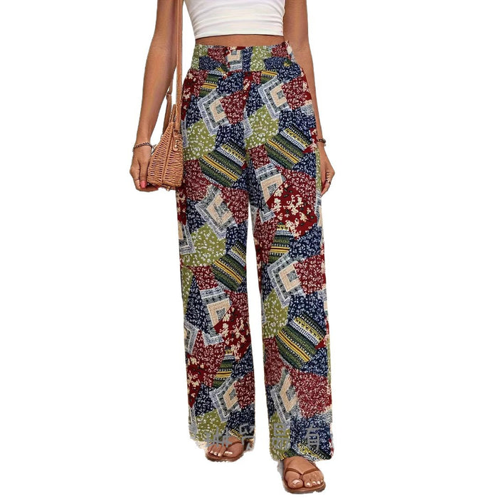 Casual Printed High-Waisted Slimming Straight-Leg Pants – Premium 0 | RICALOUX