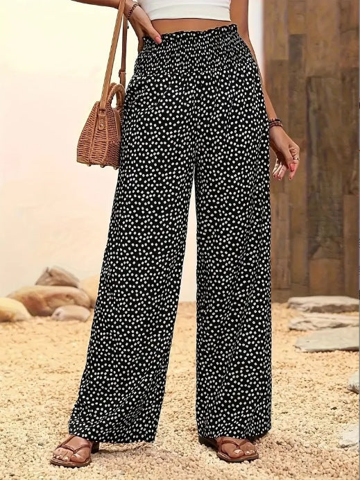 Casual Printed High-Waisted Slimming Straight-Leg Pants – Premium 0 | RICALOUX