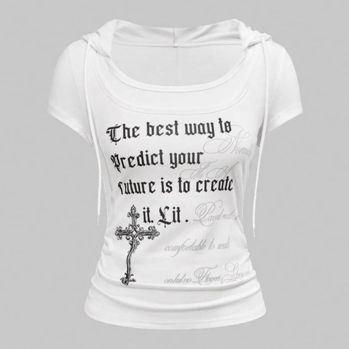 Casual Round-neck Printed Mock-two-piece T-shirt – Premium 0 | RICALOUX