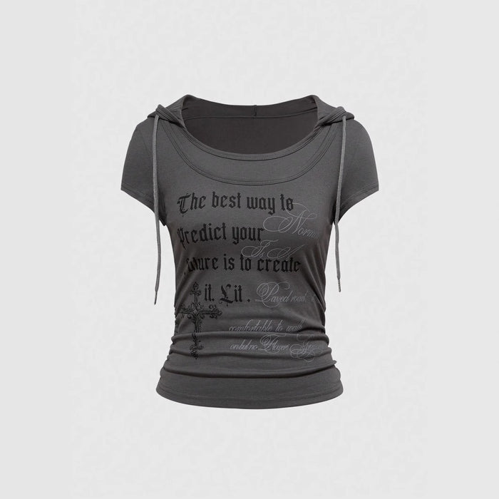 Casual Round-neck Printed Mock-two-piece T-shirt – Premium 0 | RICALOUX