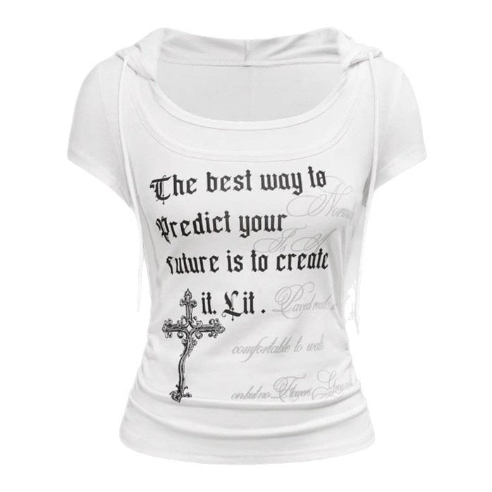 Casual Round-neck Printed Mock-two-piece T-shirt – Premium 0 | RICALOUX
