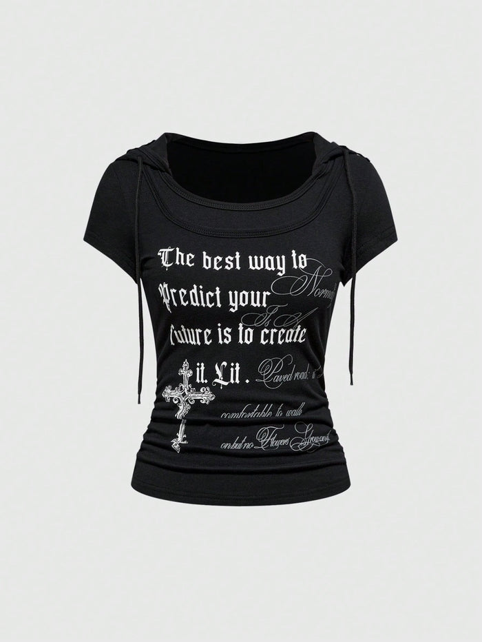 Casual Round-neck Printed Mock-two-piece T-shirt – Premium 0 | RICALOUX