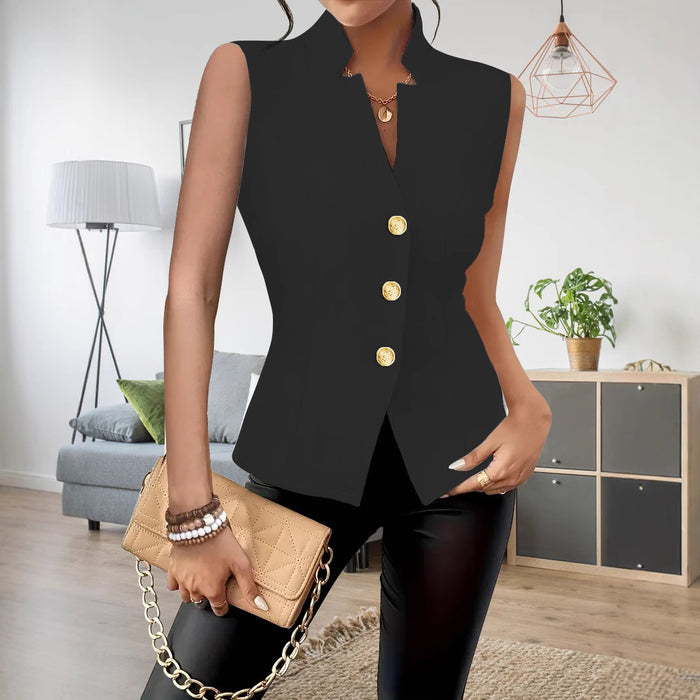 Casual Solid-color Sleeveless Blazer Vest With Three Buttons – Premium 0 | RICALOUX