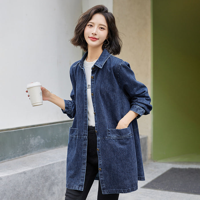 Casual Trench Coat Springautumn Mid-length Loose Fit Plus Size by Ricaloux