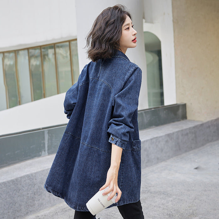 Casual Trench Coat Springautumn Mid-length Loose Fit Plus Size by Ricaloux