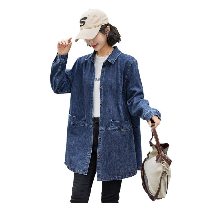 Casual Trench Coat Springautumn Mid-length Loose Fit Plus Size by Ricaloux
