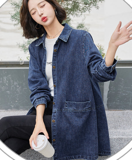 Casual Trench Coat Springautumn Mid-length Loose Fit Plus Size by Ricaloux