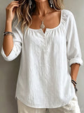 Casual V-neck Long-sleeve Pullover Womens T-shirt In Solid Colors And Multiple Shades by Ricaloux