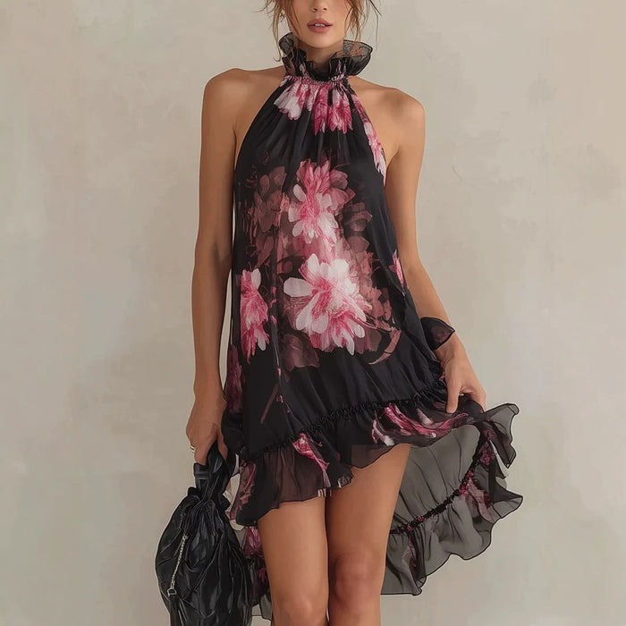 Chiffon Printed Off-shoulder Sexy Dress – Premium 0 | RICALOUX