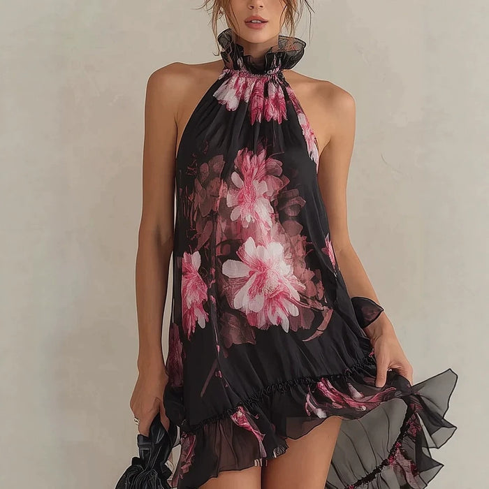 Chiffon Printed Off-shoulder Sexy Dress – Premium 0 | RICALOUX
